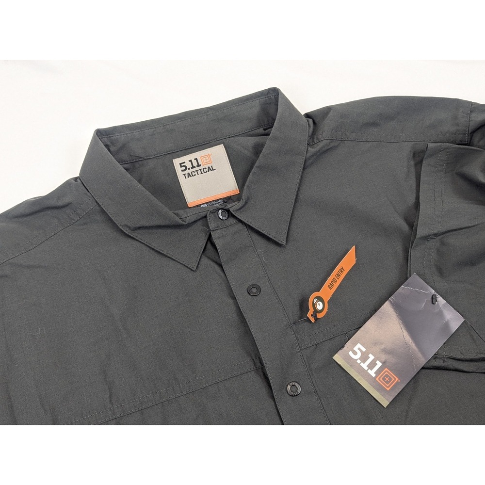 5.11 Tactical Shirt Mens XL Black Wyatt Button Snap Short Sleeve Rapid Entry 511